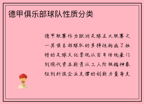 德甲俱乐部球队性质分类